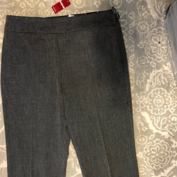 Avenue Black white Pull On Dress Pants 14 Tall Tummy Control tiny checks - Picture 2 of 14